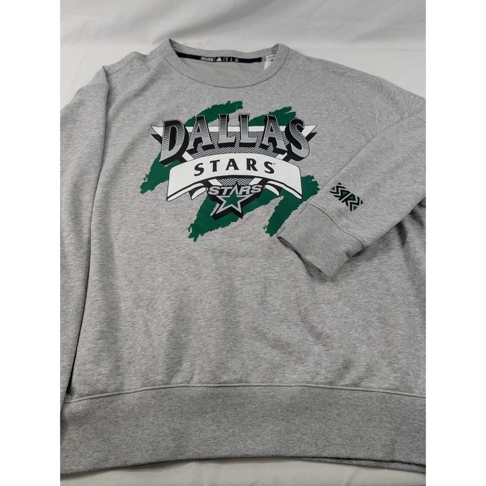 Dallas Stars Sweatshirt Mens XL Gray NHL Hockey Adidas Gray Fleece Crewneck